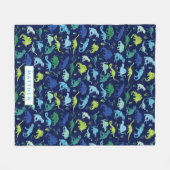 Kinder gepersonaliseerde dinosaurusblauwe groene W Fleece Deken (Voorkant (Horizontaal))