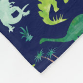 Kinder gepersonaliseerde dinosaurusblauwe groene W Fleece Deken (Hoek)