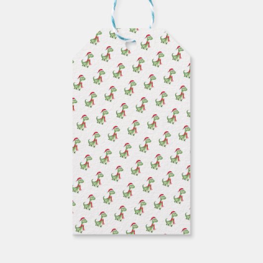 Kinder gepersonaliseerde dinosauruskerst cadeaulabel (Achterkant)