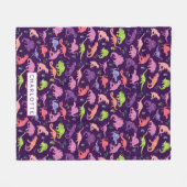 Kinder gepersonaliseerde dinosaurusroze Paarse mei Fleece Deken (Voorkant (Horizontaal))