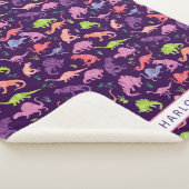 Kinder gepersonaliseerde dinosaurusroze Paarse mei Sherpa Deken (3/4)