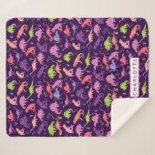 Kinder gepersonaliseerde dinosaurusroze Paarse mei Sherpa Deken (Voorkant (horizontaal))