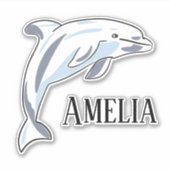 Kinder gepersonaliseerde DOLFIJN Sticker (Voorkant)