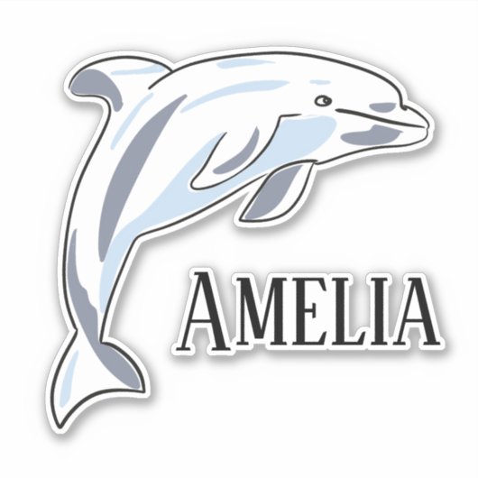 Kinder gepersonaliseerde DOLFIJN Sticker (Voorkant)
