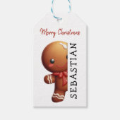 Kinder Gepersonaliseerde Gingerbread Man Kerstmis Cadeaulabel (Voorkant)