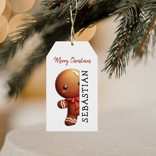 Kinder Gepersonaliseerde Gingerbread Man Kerstmis Cadeaulabel