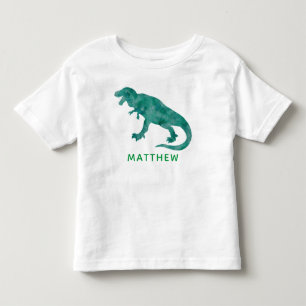 Kinder Gepersonaliseerde Groene Waterverf Dinosaur Kinder Shirts