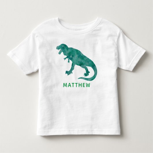 Kinder Gepersonaliseerde Groene Waterverf Dinosaur Shirts (Voorkant)