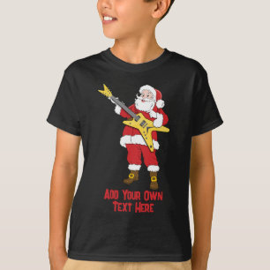 Kinder gepersonaliseerde kerstman met gitaar t-shirt