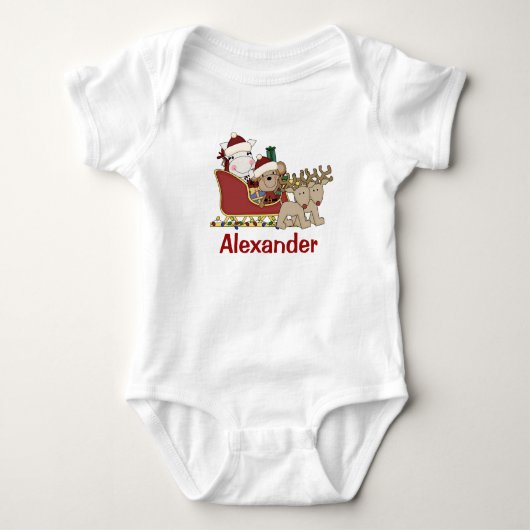 Kinder Gepersonaliseerde Kerstman Sleigh Romper (Voorkant)