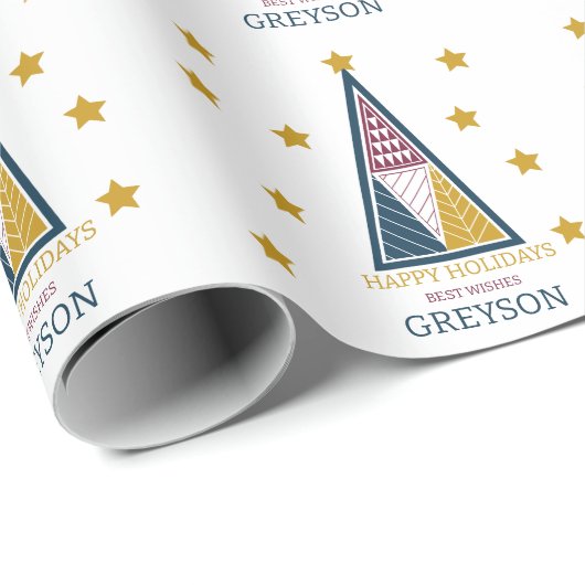 kinder gepersonaliseerde moderne minimal kerst cadeaupapier (Rol Hoek)
