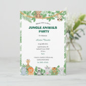 Kinder Gepersonaliseerde Oerwoud Dieren Uitnodigin Kaart (Staand voorkant)