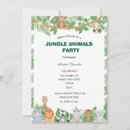 Kinder Gepersonaliseerde Oerwoud Dieren Uitnodigin Kaart