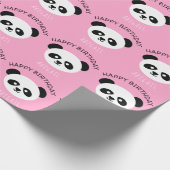 Kinder Gepersonaliseerde Panda Beer Kawaii Verjaar Cadeaupapier (Hoek)