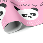 Kinder Gepersonaliseerde Panda Beer Kawaii Verjaar Cadeaupapier (Rol Hoek)