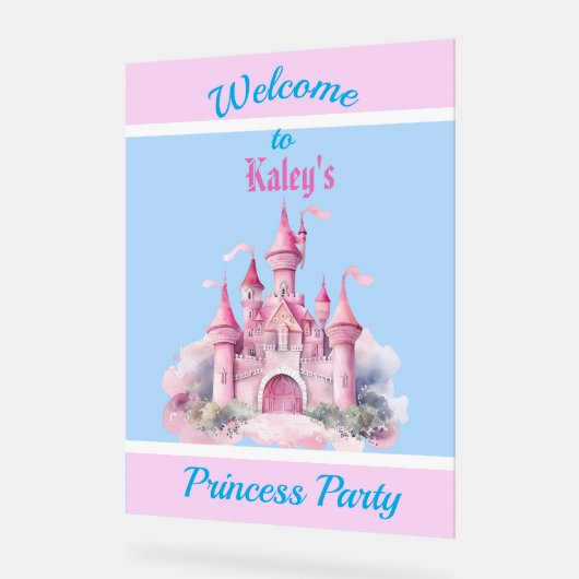 Kinder gepersonaliseerde prinsessenfeest welkomstb acryl bord (Hoek)