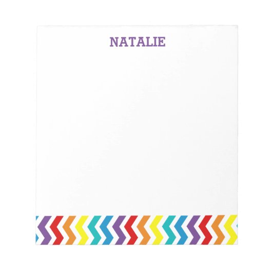 Kinder gepersonaliseerde regenboog Chevron Modern  Notitieblok (Voorkant)