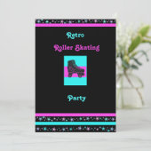 Kinder gepersonaliseerde Retro Rolschaatsuitnodigi Kaart (Staand voorkant)