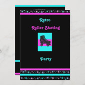 Kinder gepersonaliseerde Retro Rolschaatsuitnodigi Kaart (Voorkant / Achterkant)
