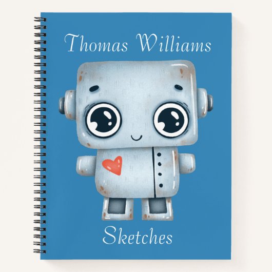 Kinder gepersonaliseerde robotschets notitieboek (Voorkant)