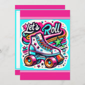 Kinder Gepersonaliseerde Rolschaatsen Party Invita Kaart (Voorkant / Achterkant)