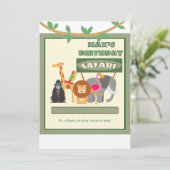 Kinder gepersonaliseerde safari-uitnodiging kaart (Staand voorkant)