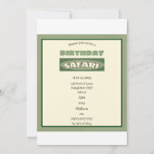 Kinder gepersonaliseerde safari-uitnodiging kaart (Achterkant)