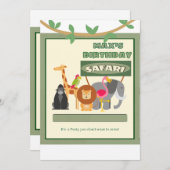 Kinder gepersonaliseerde safari-uitnodiging kaart (Voorkant / Achterkant)