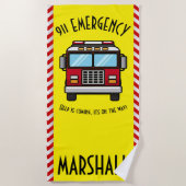 Kinder gepersonaliseerde schattige brandweerwagen strandlaken (Voorkant)