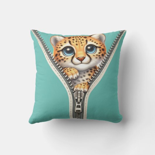 Kinder gepersonaliseerde Schattigee cheeta Kussen (Achterkant)