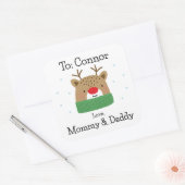 Kinder gepersonaliseerde Schattigee rendieren kers Vierkante Sticker (Envelop)