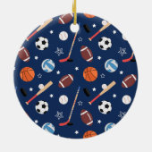 Kinder gepersonaliseerde sportpatroon foto kerst keramisch ornament (Achterkant)