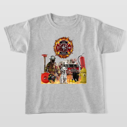 Kinder gepersonaliseerde toekomstige brandweerman  t-shirt (Laagn)