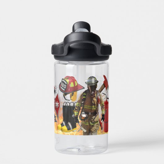 Kinder gepersonaliseerde toekomstige brandweerman waterfles (Achterkant)