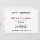 Kinder gepersonaliseerde uitnodiging voor een vlie (Achterkant)