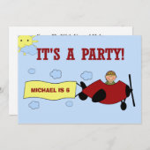 Kinder gepersonaliseerde uitnodiging voor een vlie (Voorkant / Achterkant)