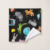 Kinder gepersonaliseerde Waterverf dierentuin Bad Handdoek (Wasdoekje)