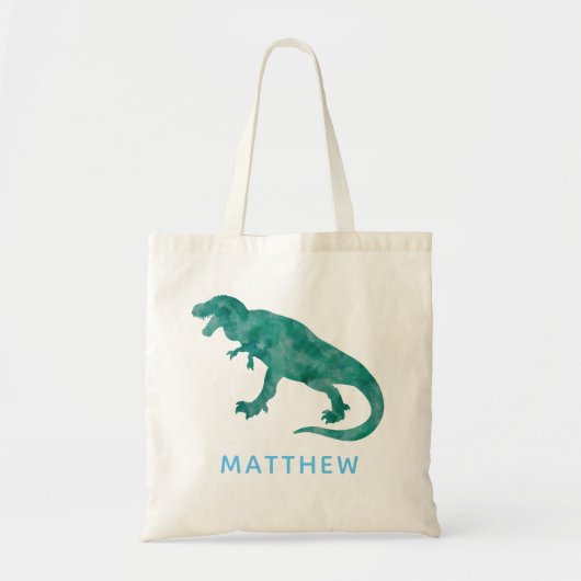 Kinder gepersonaliseerde Waterverf Dinosaur T-Rex Tote Bag (Voorkant)
