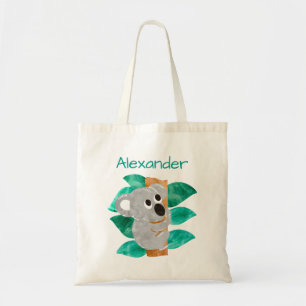 Kinder gepersonaliseerde Waterverf Koala Beer Dier Tote Bag