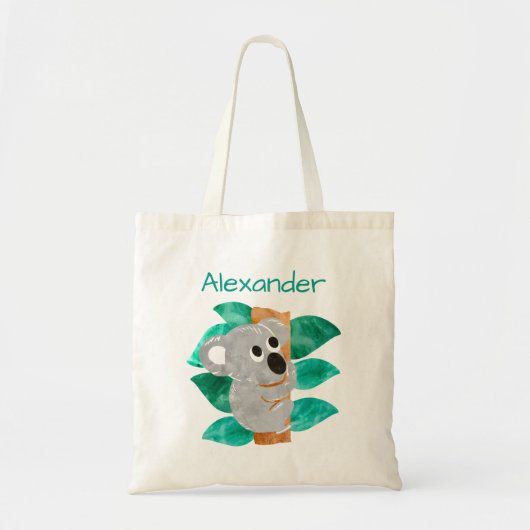 Kinder gepersonaliseerde Waterverf Koala Beer Dier Tote Bag (Voorkant)