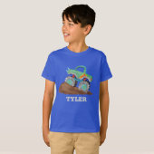 Kinder gepersonaliseerde Waterverf Monster Stunt T T-shirt (Voorkant volledig)