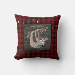 Kinder gepersonaliseerde Xmas SLOTH Buffalo Pset Kussen
