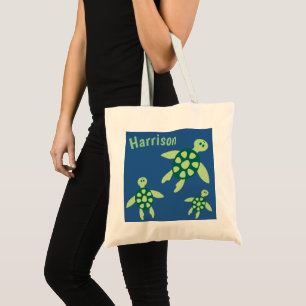Kinder gepersonaliseerde zwemschildpadden tote bag
