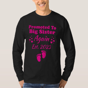 Kinder gepromoveerd naar grote zus opnieuw 2023 Zw T-shirt