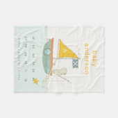 Kinder Gevist Beer Zeilboot Monogram Baby Mijlpaal Fleece Deken (Voorkant (Horizontaal))