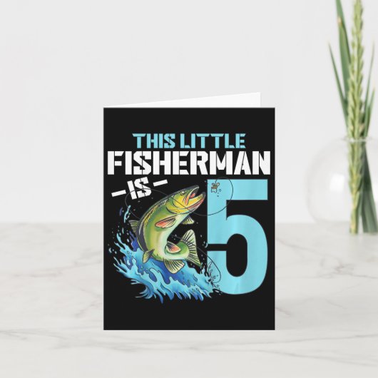 Kinder Gevist Verjaardag Shirt 5 jaar oude Boy Fis Kaart (Voorkant)