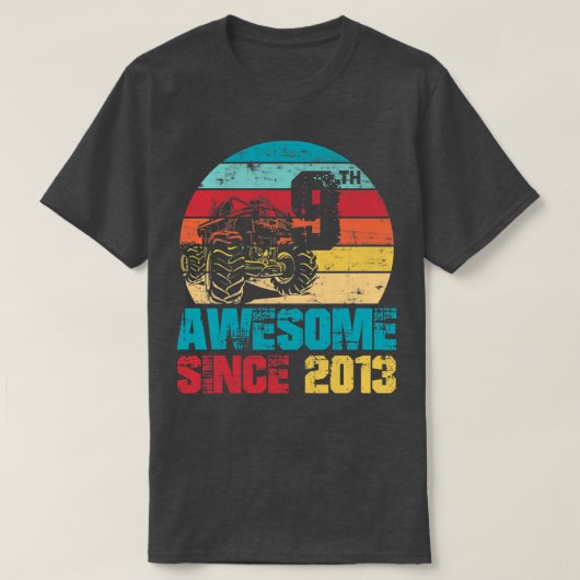 Kinder Geweldige sinds 2013 9e verjaardag Monster  T-shirt (Design voorkant)