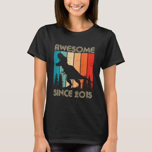 Kinder Geweldige sinds 2015 Dinosaur Rex 7 jaar ou T-shirt (Voorkant)