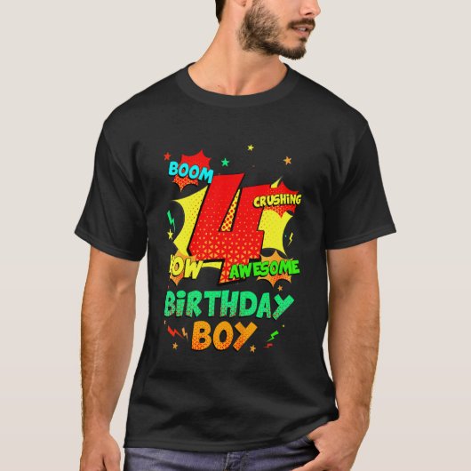 Kinder Geweldige sinds 2018 Comic Style 4 jaar oud T-shirt (Voorkant)