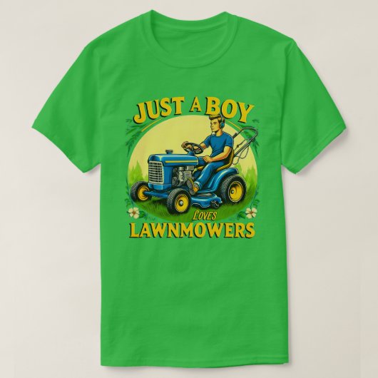 Kinder gewoon een jongen die van grasmaaiers houdt t-shirt (Design voorkant)